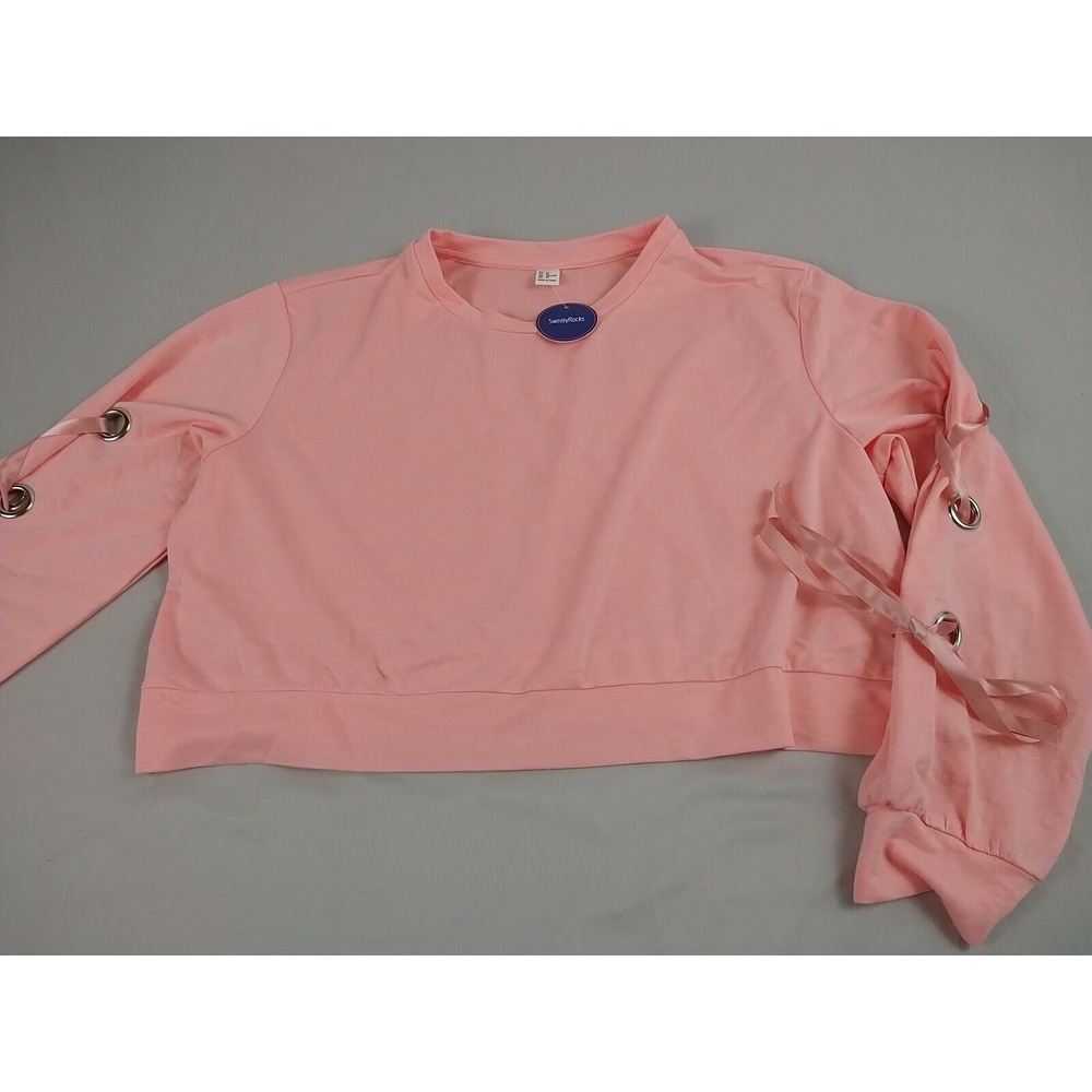 Sweaty Rocks Crop Top Ladies XL Apricot Long Sleeve Ribbons Summer Vacation